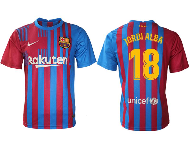 Men 2021-2022 Club Barcelona home aaa version red #18 Nike Soccer Jersey